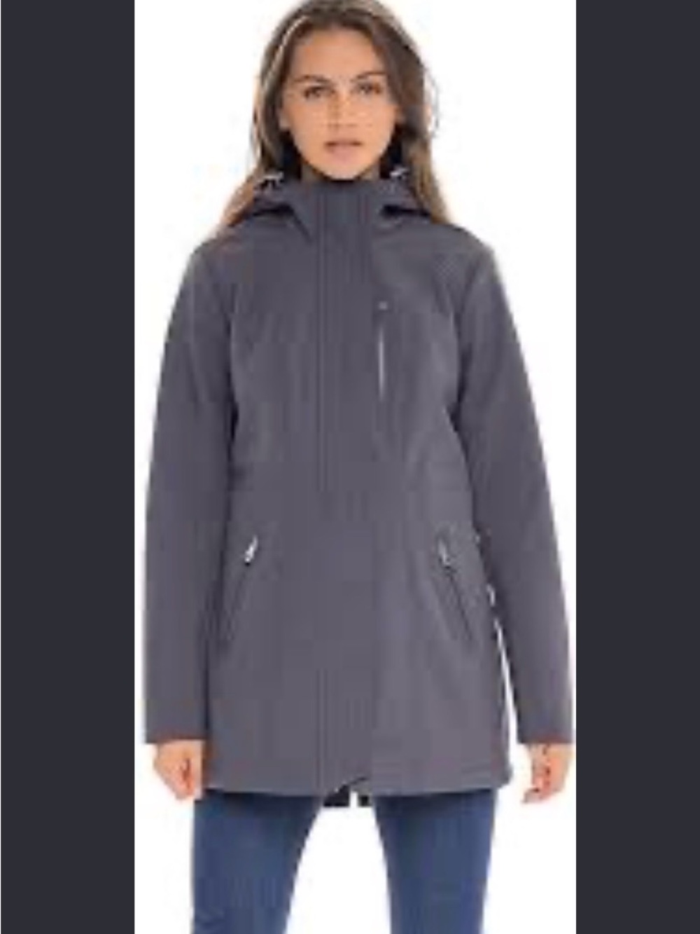 Sebby Women's Hooded Ski Jacket - Charcoal Gray